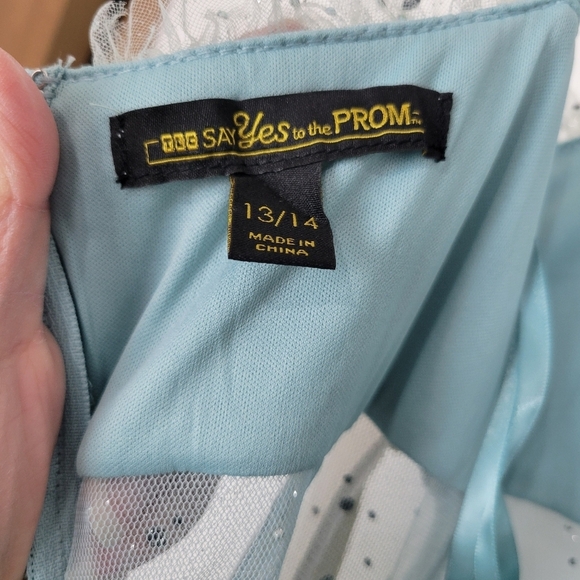 NWT TLC Say Yes Juniors Rhinestone-Embellished Mesh-Waist Gown in Seagreen 13/14 - Picture 13 of 15